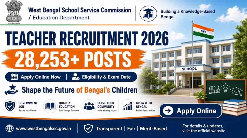 WB Teacher Recruitment 2026: Apply Online for 28,253+ Posts, Eligibility & Exam Date